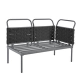 ZUN 5-Piece Modern Patio Sectional Sofa Set Outdoor Woven Rope Furniture Set with Glass Table and 52333749