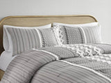 Cotton Printed Comforter Set with Chenille Gray Full/Queen B035128798