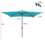 ZUN 10 x 6.5t Rectangular Patio Solar LED Lighted Outdoor Umbrellas with Crank and Push Button Tilt for W65690317