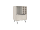 Bar Cabinet 43.1" H, with 2 Doors, 9 Shelves, and 1 Glass Panel, White Washed Oak B097P250849