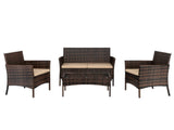 2pcs Arm Chairs 1pc Love Seat & Tempered Glass Coffee Table Rattan Sofa Set Brown GradientSAME AS 74145921