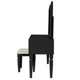 Luxurious Majestic Classic Black Color Vanity w Stool 3- Storage Drawers 1pc Bedroom Furniture B011111849