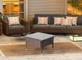 20" Patio Side Table, Outdoor Patio Wicker Square End Table, All-Weather Rattan Coffee Table w/Glass 24168620