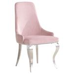 ZUN Pink and Chrome Upholstered Back Dining Chairs B062P145659