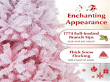 8ft Flocked Christmas Tree - 1774 Branch Tips, Fireproof PVC, 4-Section Assembly, 22" 90241324