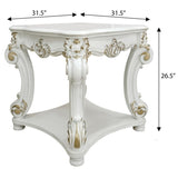 Antique Pearl End Table with Bottom Shelf B062P186419
