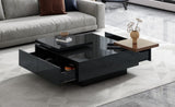 Movable Top Coffee Table, Modern Square Wood Coffee Table with High Gloss finish, 4 Hidden Storage 25494699