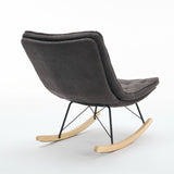 ZUN Lazy Rocking Chair,Comfortable Lounge Chair with Wide Backrest and Seat Wood Base, Upholstered W1372P181257