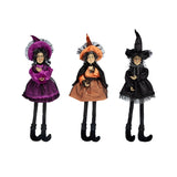 ZUN Set of 3 19"H Halloween Witch Decor, Purple/Orange/Black W2078P235723