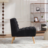 24.4" Wide Modern Upholstered Armless Chair with Rubber Wood Legs, Chenille Accent Chair for Living W3098P308776