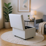 Light Gray Linen-Textured Storage Ottoman with Rubber Feet 634343cm Bench for Entryway, Bedroom 14436871