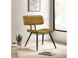 Set of 2 Leather Upholstered Side Chairs, Camel and Black B016P225469