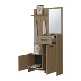 FM FURNITURE Elko Hall Tree Multistorage with a Mirror. Natural Oak B128P283287