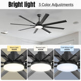 ZUN 84 Inch Modern Large Design Ceiling Fans With Smart Remote Control 8 Fan Blades for Living Room W882P244713