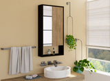 Medicine Single Door Cabinet 35" H, Two Interior Shelves, One External Shelf, Black B097133126