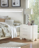 White High Gloss Finish Modern Bedroom 1pc Nightstand with LED Light Wooden Furniture Luxury Bedside B011P186571