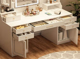 Large Vanity Table Set Makeup Vanity Dressing Table with Mirror, 6 Drawers & Shelves, Dresser Desk W509P301793