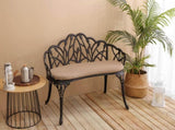 Tulip Patio Garden Bench Metal Park Bench Cast Aluminum Outdoor Furniture with Floral Rose for 38328012