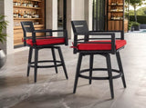 Modern Outdoor 2-Piece Swivel Bar Chairs Aluminum Frame with Ember Black, 360&deg Swivel, Ergonomic 72646110