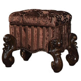 ZUN Brown and Cherry Oak Vanity Stool with Nailhead Trim B062P208999