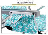 1 PCS Aluminum Beach Chair, 15 Inch Seat Height Teal Tribal Pattern, 5 Positions Reclining Folding 41980863
