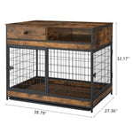 ZUN Furniture Dog Cage Crate with Double Doors. Antique Brown,38.78'' W x 27.36'' D x 32.17'' H. W1903P151311