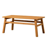 Outdoor Wood Coffee Table, 42" Farmhouse Side Table for Patio, Solid Cedar Wood Accent Table with 53912623