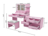 9-Drawer 2-Shelf 3-Desktop Storage Dressing Table Set Dressing table with 3-Color Light Bulbs 73540138
