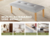 Upholstered Tufted Bench, Modern Bedroom Benches Upholstered Dining Benches, Fabric End of Bed Bench N752P294997D