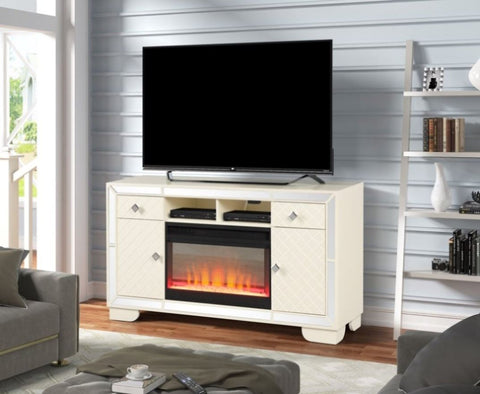 ZUN TV Stand With Electric Fireplace in Beige B00969710