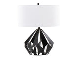 me Tri 28" Contemporary Metal Table Lamp in Matte Black Metal with White Linen Shade from Grandview B202P224044