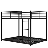 Full over Full Metal Bunk Bed, Low Bunk Bed with Ladder, Black 71718681
