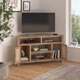 ZUN Joshua Creek 52 inch Corner TV Stand for TVs up to 55 inches, No Assembly Required, Barnwood Finish B108P160169