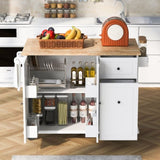 Kitchen Island with Drop Leaf, 53.9" Width Rolling Kitchen Cart on Wheels with Internal Storage Rack WF312383AAW