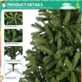 ZUN 9Ft Artificial Christmas Tree with 2576 PE&PVC Mixed Branch Tips, Unlit Hinged Premium Spruce Fake 09735417