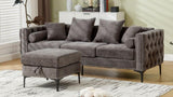 L Shaped Sectional Sofa , Convertible Storage Ottoman,Chenille ,Square W2108P191317