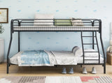 Heavy Duty Twin-Over-Full Metal Bunk Bed, Easy Assembly with Enhanced Upper-Level Guardrail, Black 87935632