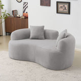 66.93 Inch Curved Loveseat Grey Full Compression Sponge Sofa, Teddy Velvet Fabric, No-Assembly W3612P332116
