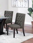 ZUN Modern Fabric / Polyfiber Ash Black Tufted Set of 2 Chairs Seat Chair Rubber wood MDF Kitchen B011P194025