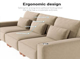 Khaki Chenille Deep Seat 3-Seater Sofa with Brushed Stainless Steel Cup Holders and 3 Decorative 41013323