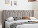 Modern Eye-Catching 1pc Queen Size Bed Light Brown Burlap Fabric Unique Diamond Design Headboard B011P238959