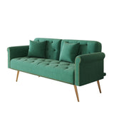 ZUN 69.7 "green velvet nail head sofa bed with throw pillow W165890869