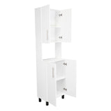 Linden 76,8" Tall Two Double Door Cabinet Kitchen Pantry with Hutch and Five Shelves, Microwave B200P286966