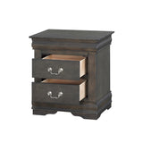 Solid Pine Nightstand with 2 Drawers, Dark Gray B016P261428