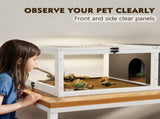 39.5Wood Tortoise House Indoor Turtle Habitat Reptile Cage for Small Animals Lizards, Geckos, with 46055856