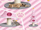 59in Large Tall Christmas Tree Cat Tower 2 Cat Condos & Scratching Post, Soft Fleece Cat Tree 91734077