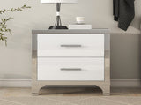 Elegant High Gloss Nightstand with Metal Handle,Mirrored Bedside Table with 2 Drawers for 20717890