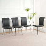 ZUN Modern Charcoal PU dining chair, cloth upholstered chair, electroplated metal chair legs, suitable W210P224293