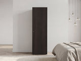 Kotlik 1 Door Wardrobe 67" H with Vertical Storage and Four Shelves, Dark Walnut B097P480458