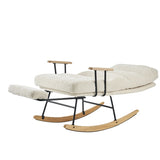 ZUN Modern Teddy Gliding Rocking Chair with High Back, Retractable Footrest, and Adjustable Back Angle W2012137612